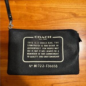 Coach Story Patch black leather wristlet